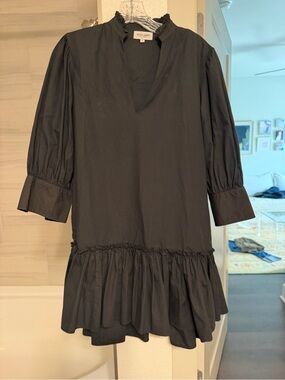 Olivia James Black Ruffle-Hem Dress